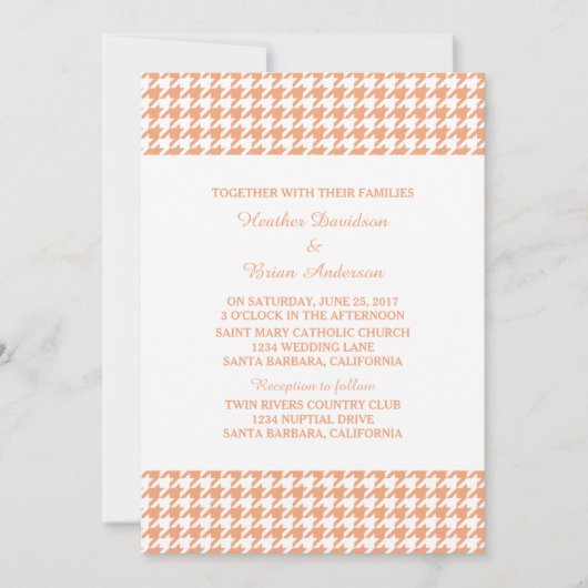 Invitation de mariage Orange Houndstooth (Devant)