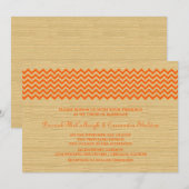 Invitation de mariage Orange Rustic Chevron (Devant / Derrière)