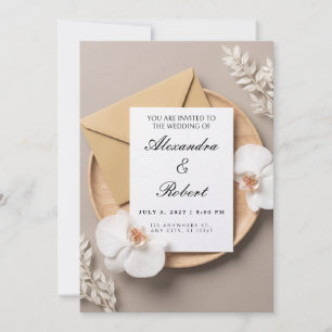 Invitation de mariage Orchidée papillon blanc et e