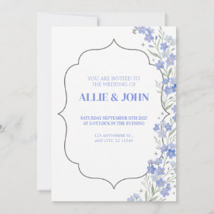 Invitation de mariage ornée au myosotis couleur pe