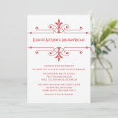 Invitation de mariage ornemental fantaisie Red v2 (Debout devant)