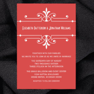 Invitation de mariage ornemental fantaisie rouge