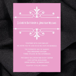 Invitation de mariage ornemental rose fantaisie
