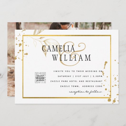 Invitation de mariage ou d'annonce de date de mari (Devant / Derrière)