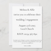 Invitation de mariage ou de fiançailles personnali (Dos)