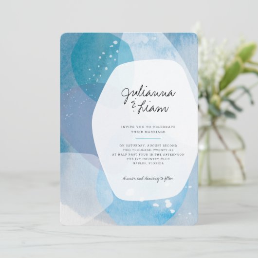 Invitation de mariage Pacific Blue (Debout devant)