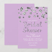Invitation de mariage pailletée argent lavande (Devant / Derrière)