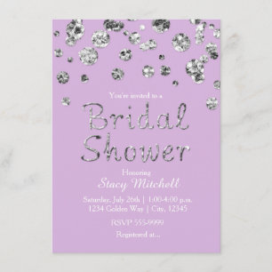 Invitation de mariage pailletée argent lavande