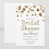 Invitation de mariage pailletée blanche et or (Devant / Derrière)