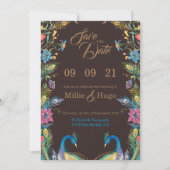 Invitation de mariage Paon eux (Devant)