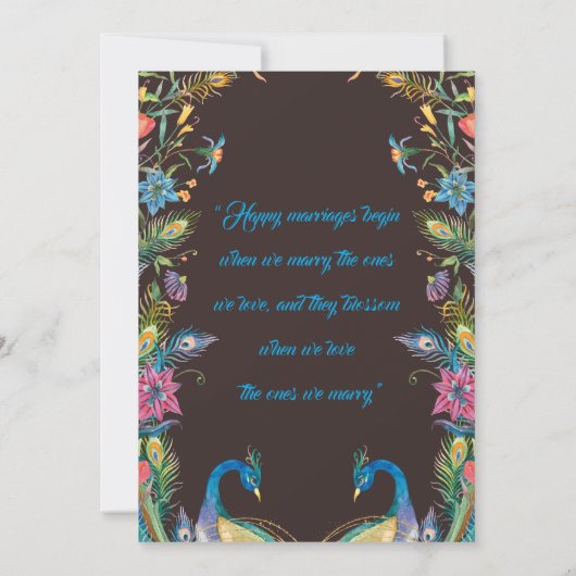 Invitation de mariage Paon les (Dos)