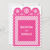 Invitation de mariage papel picado mexicaine rose (Dos)
