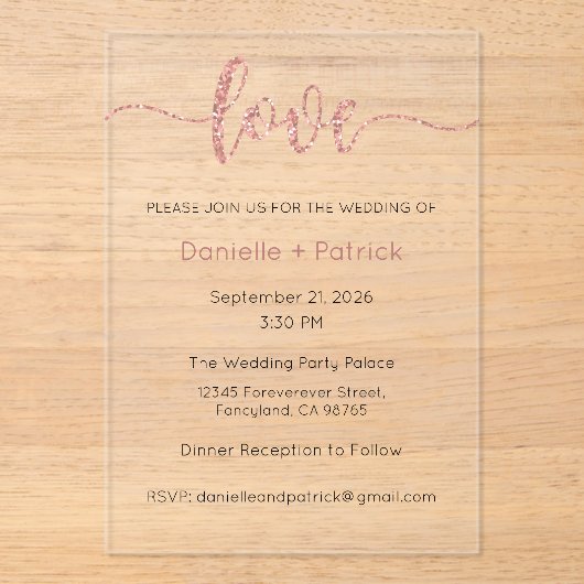 Invitation de mariage, Papeterie de mariage, Cœur (Recto)