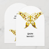 INVITATION DE MARIAGE PAPILLON HYPER OR, PIERRES P (Devant / Derrière)