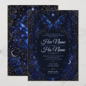 Invitation de mariage Papillon Saphir Céleste (Devant / Derrière)
