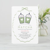 Invitation de mariage parfaite Matcha Kawaii Bow F (Debout devant)