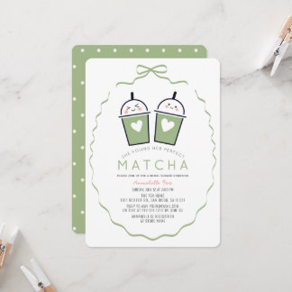 Invitation de mariage parfaite Matcha Kawaii Bow F