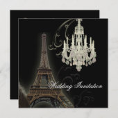 Invitation de Mariage Paris Lustre Tour Eiffel (Devant / Derrière)