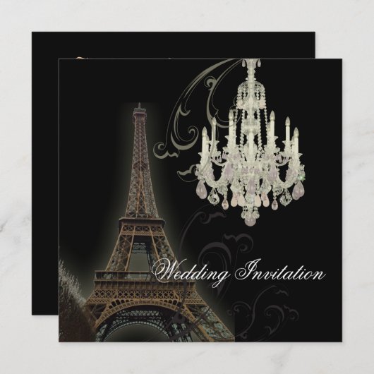 Invitation de Mariage Paris Lustre Tour Eiffel (Devant / Derrière)