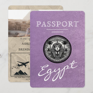 Invitation de mariage passeport Egypte lavande