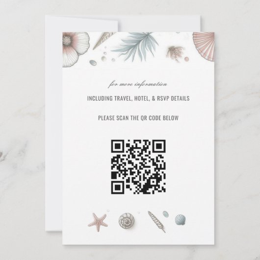 Invitation de mariage Pastel Beach avec code QR (Dos)