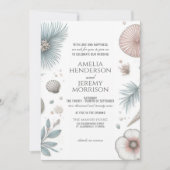 Invitation de mariage Pastel Beach avec QR & Détai (Devant)
