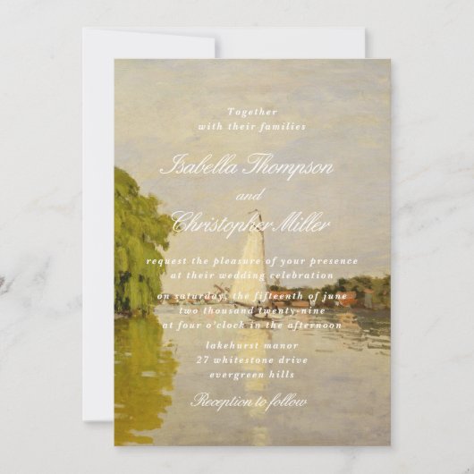 Invitation de mariage paysage à l'aquarelle (Devant)