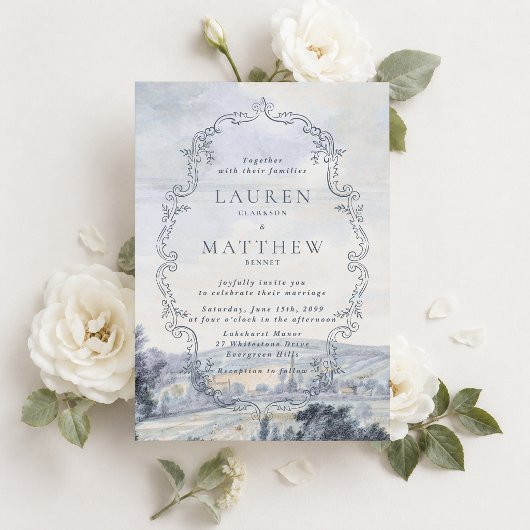 Invitation de mariage Paysage de campagne Art Fin