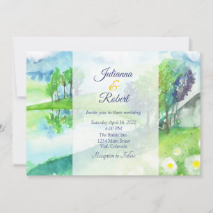 Invitation de mariage paysage de nature à l'aquare