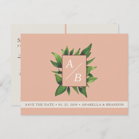 Invitation de mariage Peach Fuzz pour annoncer la (Devant / Derrière)