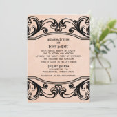 Invitation de mariage Peach Vintage Swirls (Debout devant)