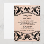 Invitation de mariage Peach Vintage Swirls (Devant / Derrière)