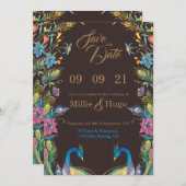 Invitation de mariage Peacock Them  (Devant / Derrière)