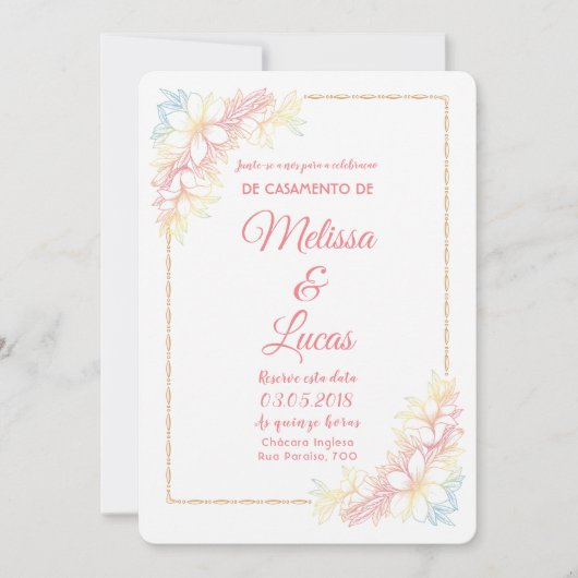 Invitation de Mariage personalizável avec des (Devant)