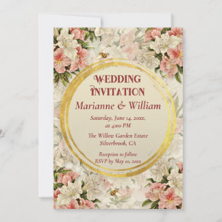 Invitation de mariage personnalisable aux fleurs r
