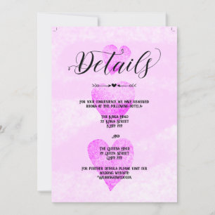 Invitation de mariage personnalisé détails coeurs 