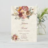 Invitation de mariage personnalisée à fleurs et do (Debout devant)