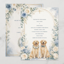 Invitation de mariage personnalisée au bleu poussi