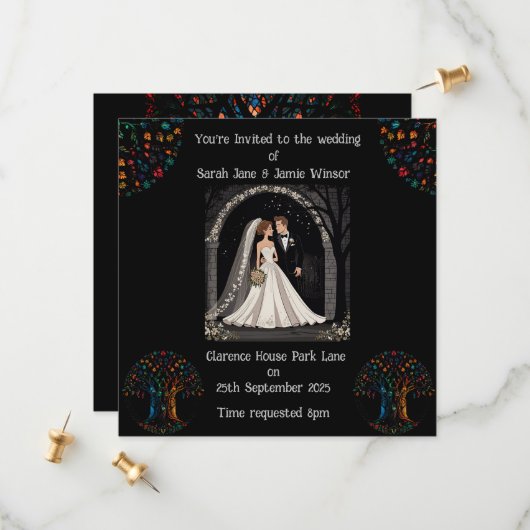Invitation de mariage personnalisée avec image de  (Devant/Arrière en situation)