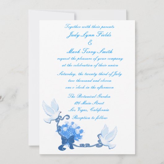 Invitation de mariage personnalisée Dove (Devant)