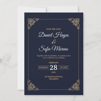 Invitation de mariage personnalisée en or luxe