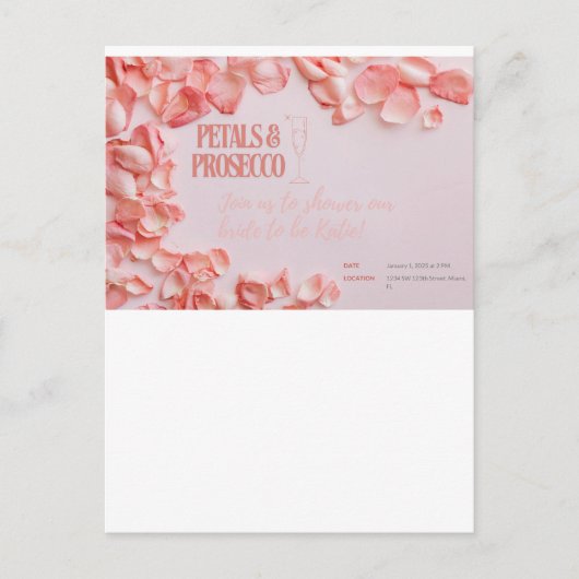 Invitation de mariage Pétales & Prosecco (Devant)