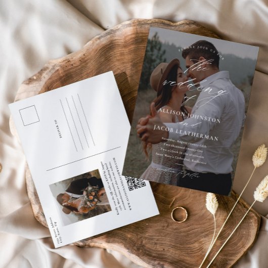 Invitation de mariage photo avec QR Code élégant