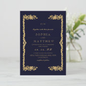 Invitation de mariage photo bleu classique (Debout devant)