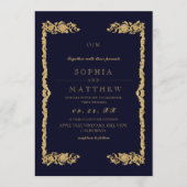 Invitation de mariage photo bleu classique (Devant)