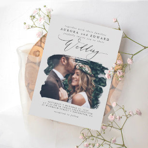 Invitation de mariage photo bohème moderne gris