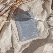 Invitation de mariage photo botanique florale bleu