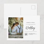 Invitation de mariage photo budget Classique Blanc (Devant / Derrière)