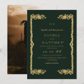 Invitation de mariage photo classique vert émeraud (Devant / Derrière)