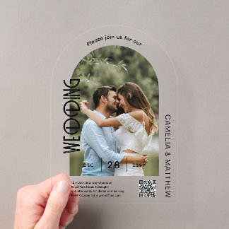 Invitation de mariage photo en acrylique moderne a